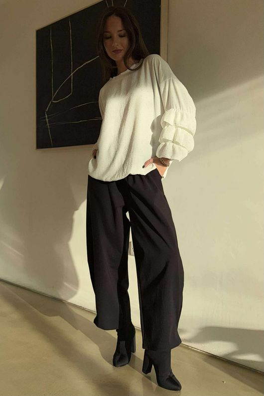 Stella Micro Stud Ruffle Blouse White